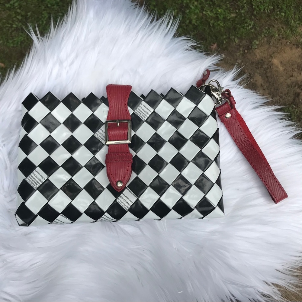 Nahui Ollin Black & White Clutch NWOT